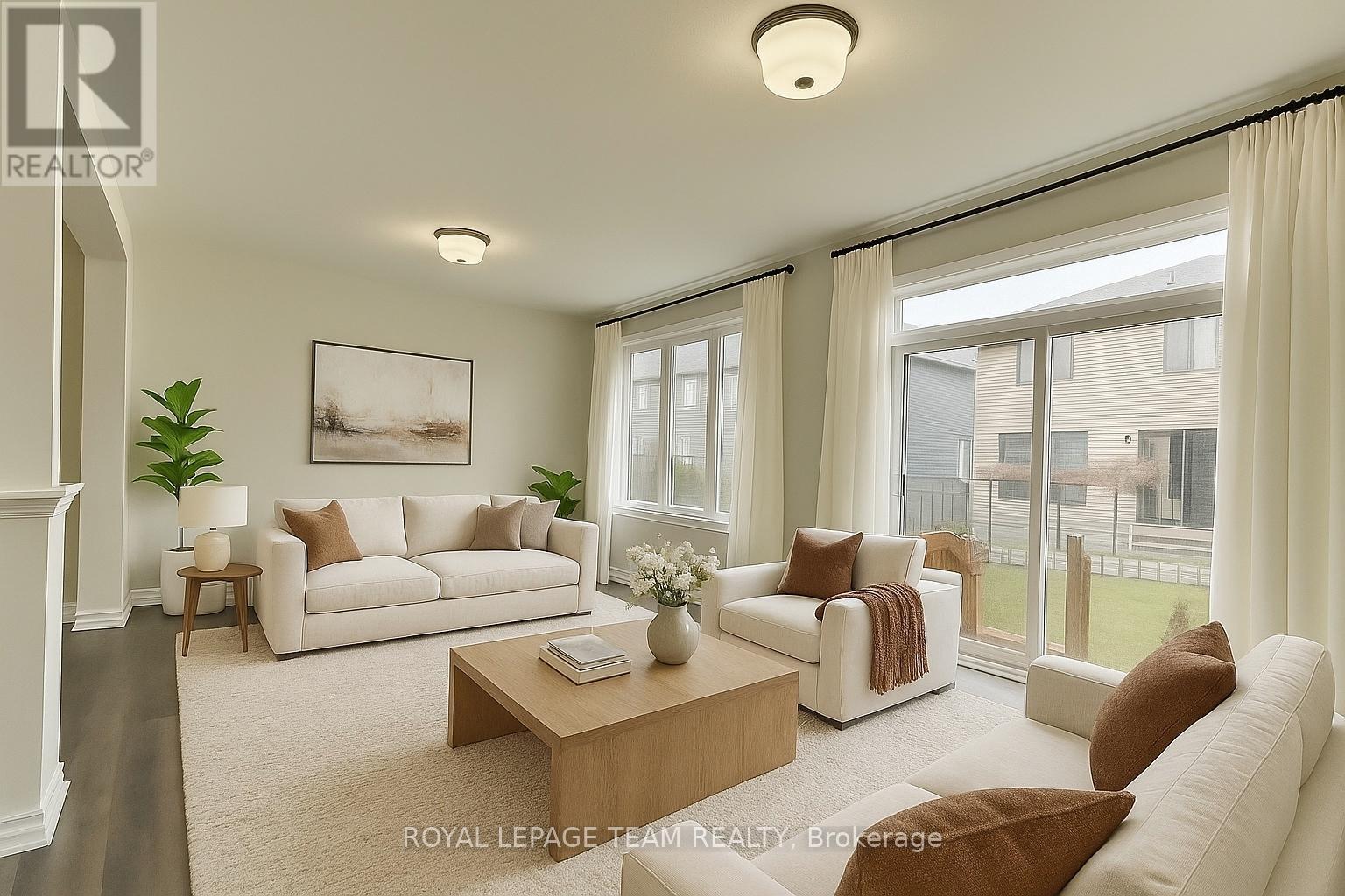 Living Room staged - 709 Megrez Way E, Ottawa, ON - Indoor Photo Showing Living Room