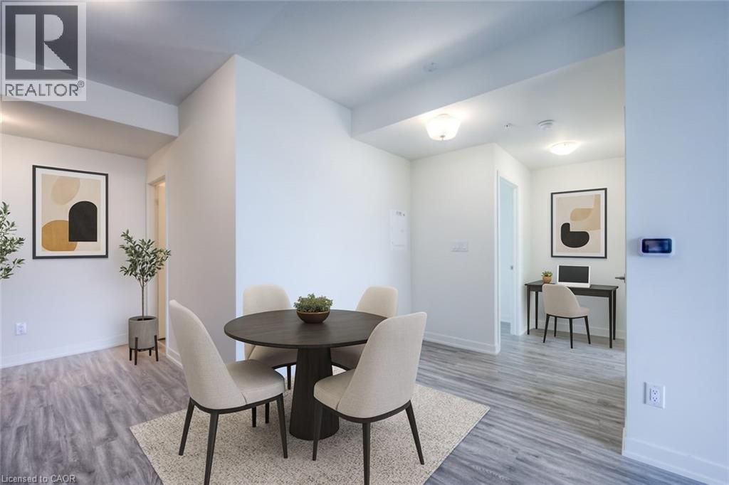 Virtually Staged - 128 King Street N Unit# 1502, Waterloo, ON - Indoor Photo Showing Dining Room