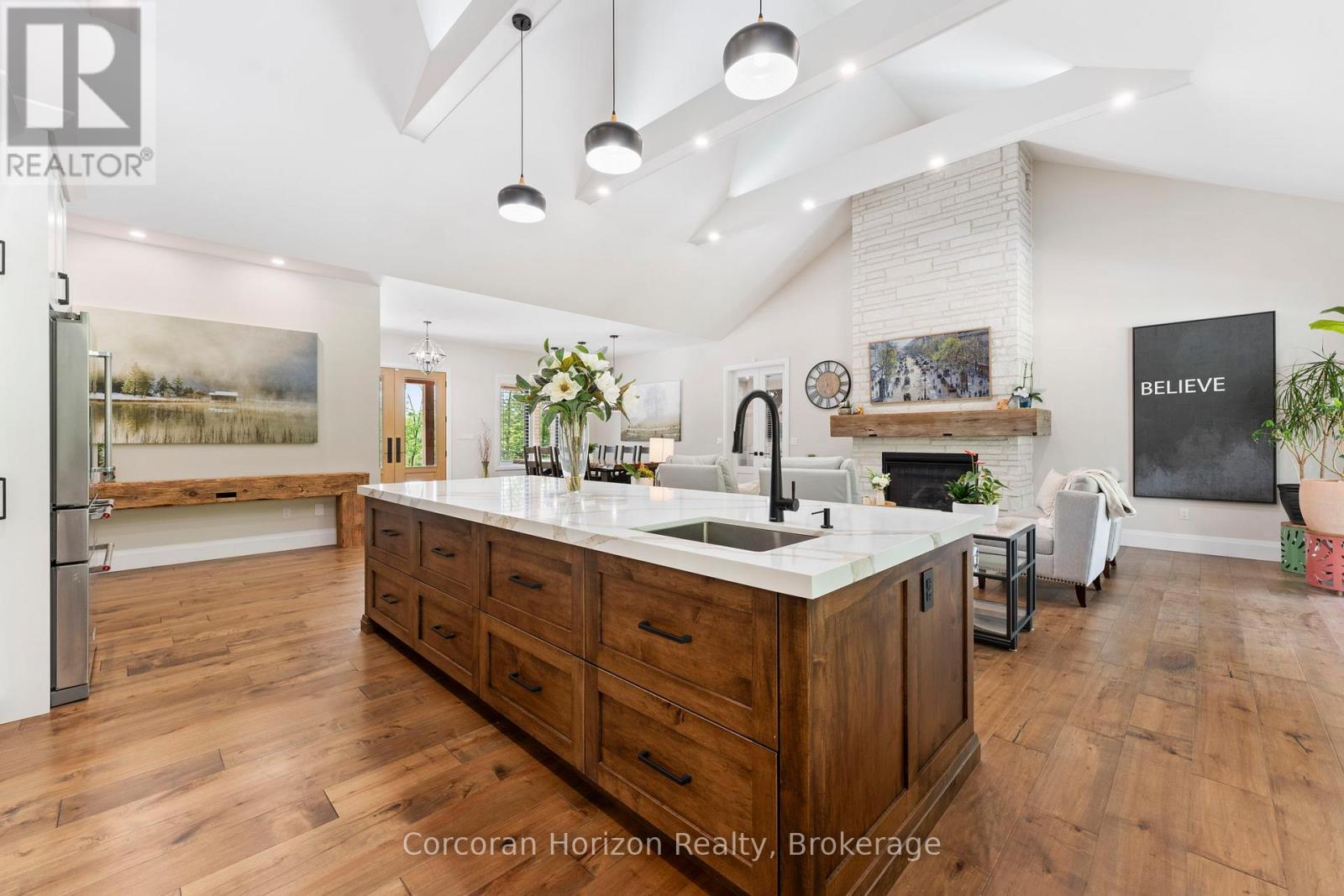 11 Cockshutt Road, Brant (Brantford Twp), ON - Indoor Photo Showing Kitchen With Fireplace