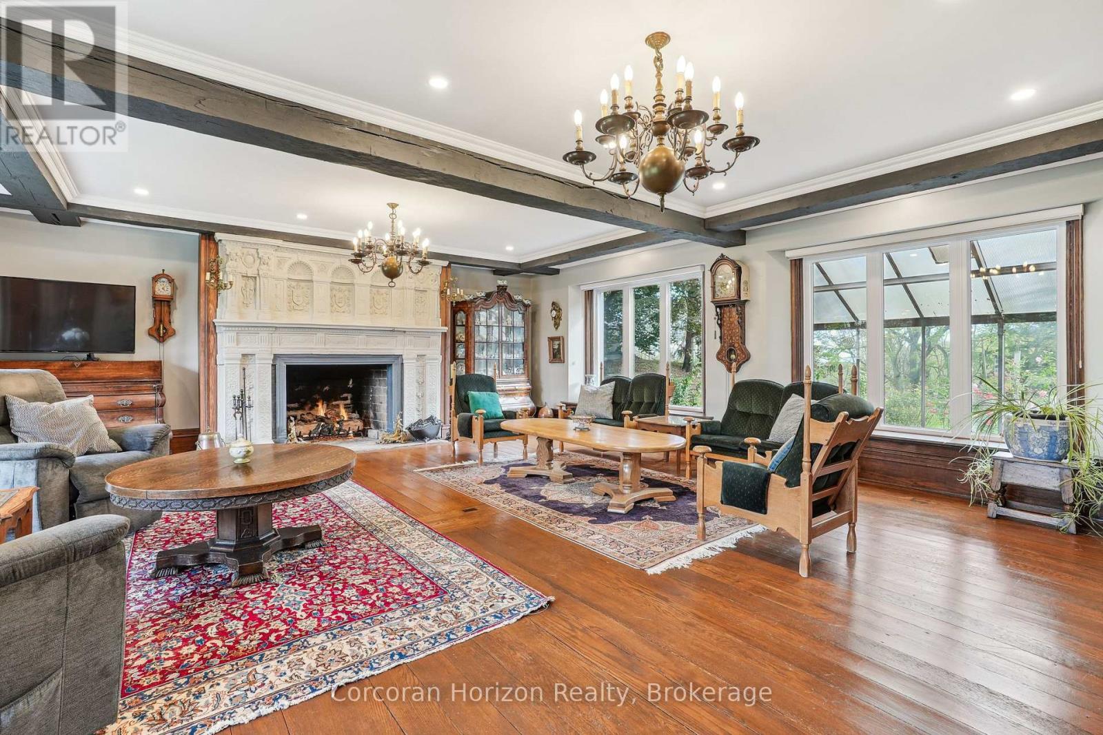 353 Sulphur Springs Road, Hamilton (Ancaster), ON - Indoor Photo Showing Living Room With Fireplace