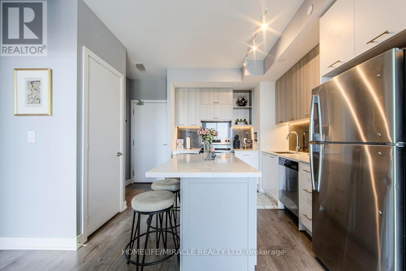 703 - 180 Veterans Drive, Brampton, ON - Indoor Photo Showing Kitchen With Stainless Steel Kitchen