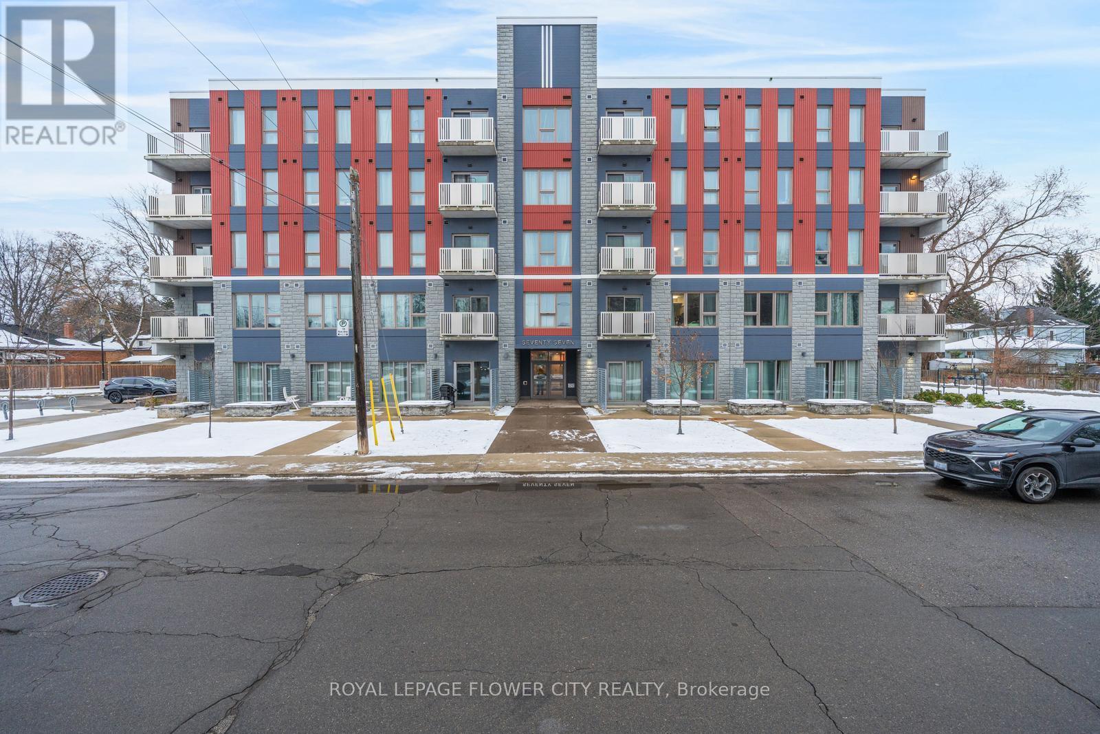 303 - 77 Leland Street, Hamilton, ON - Outdoor With Balcony With Facade