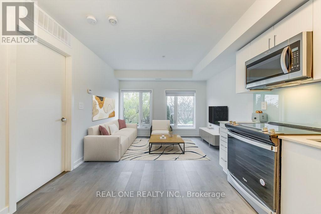 ** Virtually Staged ** - C221 - 1660 Victoria Park Avenue, Toronto, ON - Indoor Photo Showing Living Room