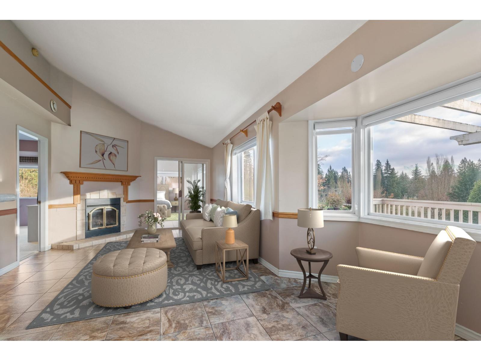 8058 Glover Road, Langley, BC - Indoor Photo Showing Living Room With Fireplace