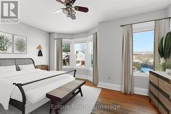 Virtually staged primary bedroom -