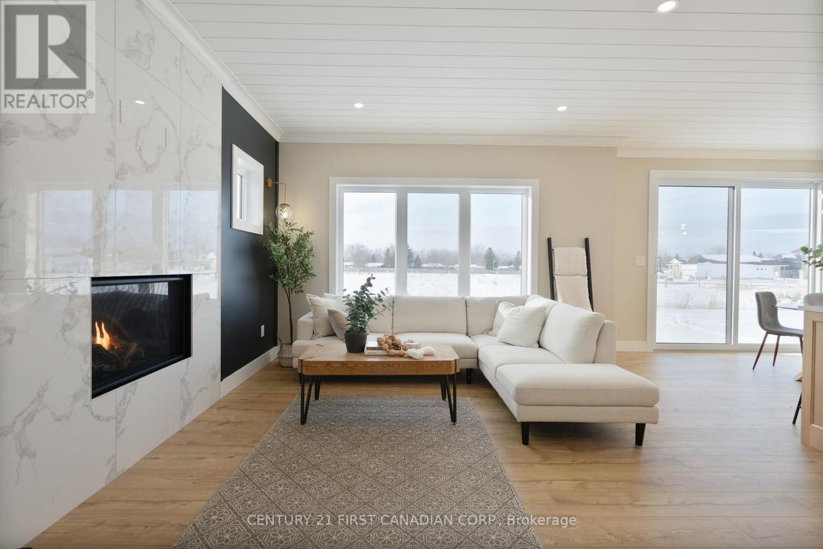 25 Sheldabren Street, North Middlesex (Ailsa Craig), ON - Indoor Photo Showing Living Room With Fireplace
