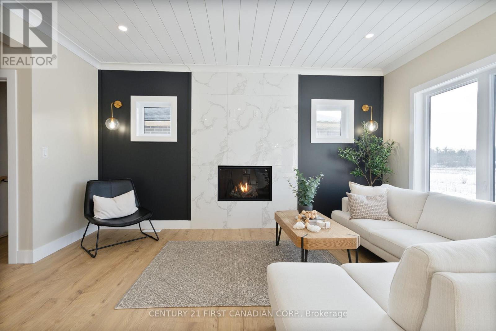 25 Sheldabren Street, North Middlesex (Ailsa Craig), ON - Indoor Photo Showing Living Room With Fireplace