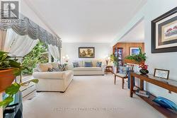 living room with vaulted ceilings -