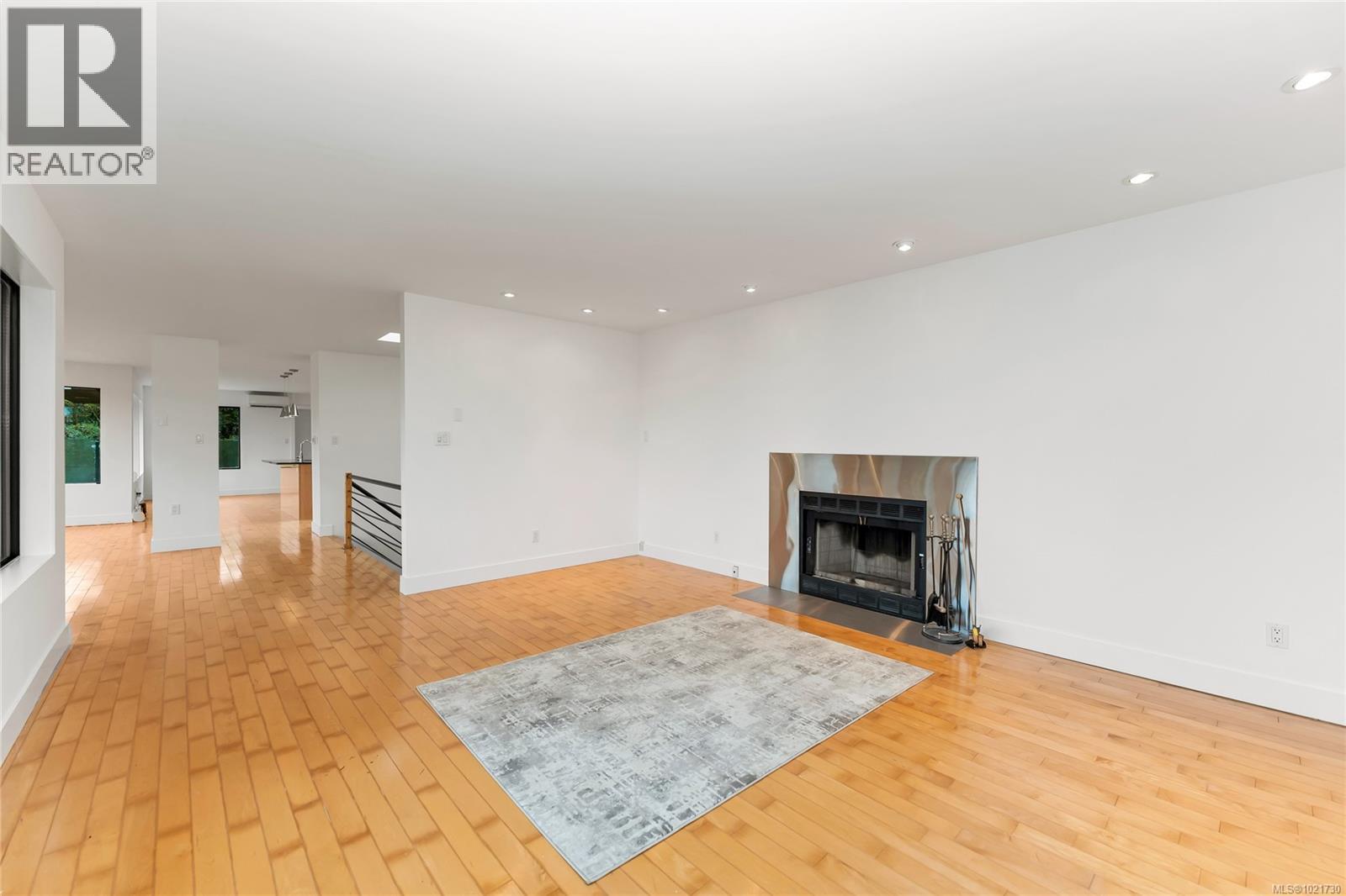 Virtually staged - 5198 Beckton Rd, Saanich, BC - Indoor Photo Showing Living Room With Fireplace