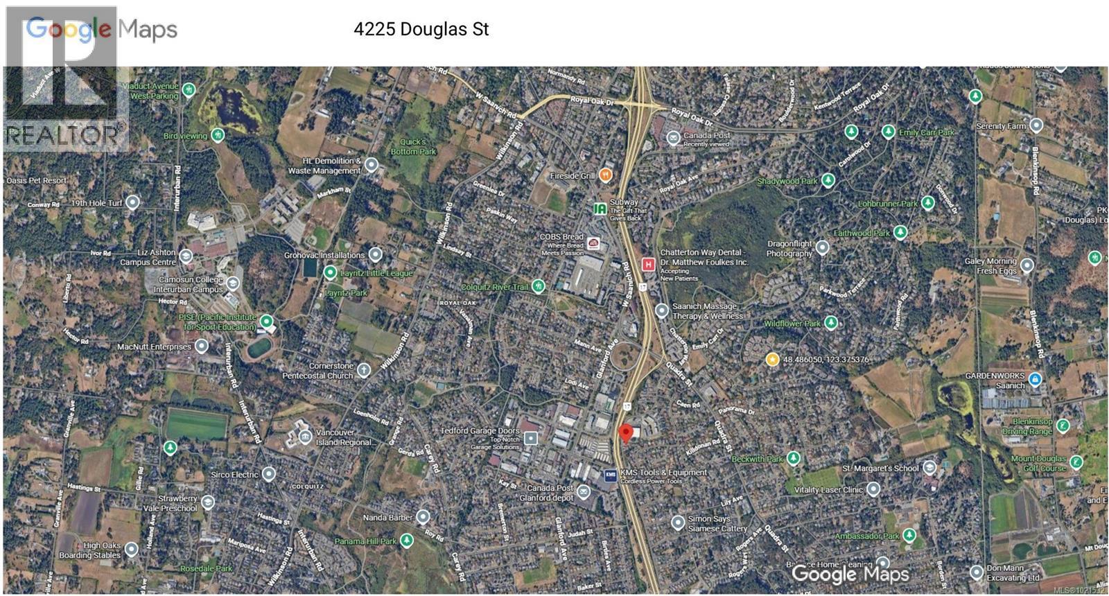 Aerial overview of property's location - 4225 Douglas St, Saanich, BC