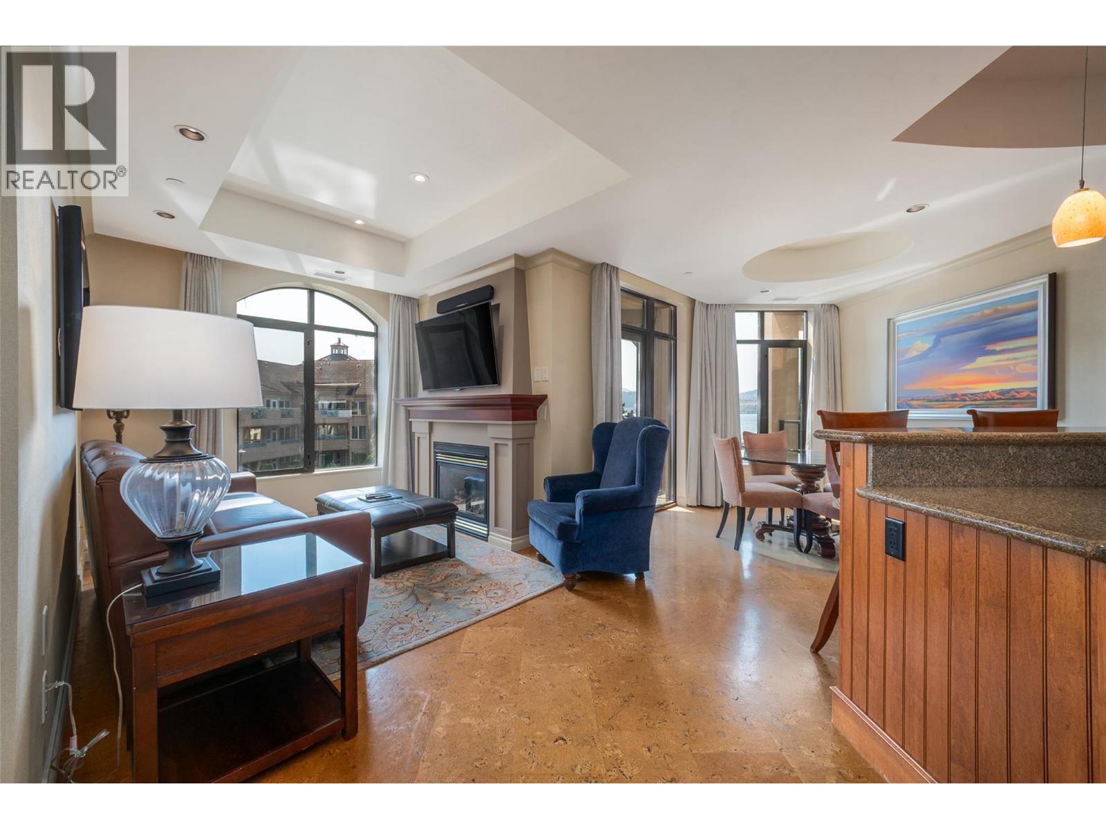 Bright and spacious unit! - 1288 Water Street Unit# 351 (C12), Kelowna, BC - Indoor With Fireplace