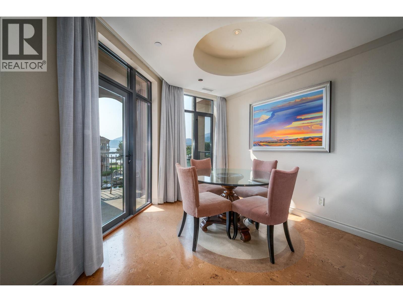 Dining area with access to the patio! - 1288 Water Street Unit# 351 (C12), Kelowna, BC - Indoor Photo Showing Dining Room
