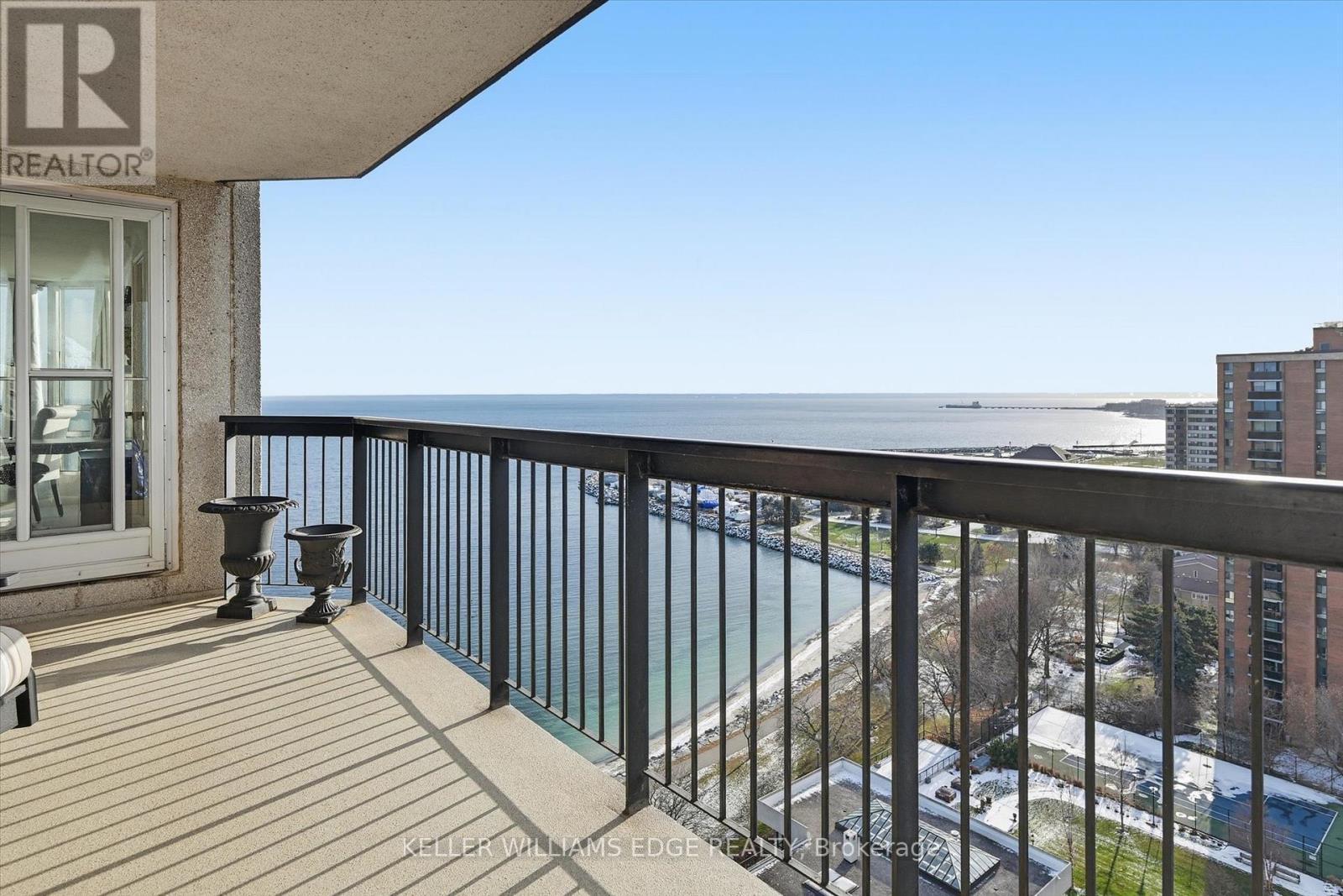 Balcony with Bronte Harbour & Lake view - 1808 - 2170 Marine Drive, Oakville, ON - Outdoor With Balcony With Exterior