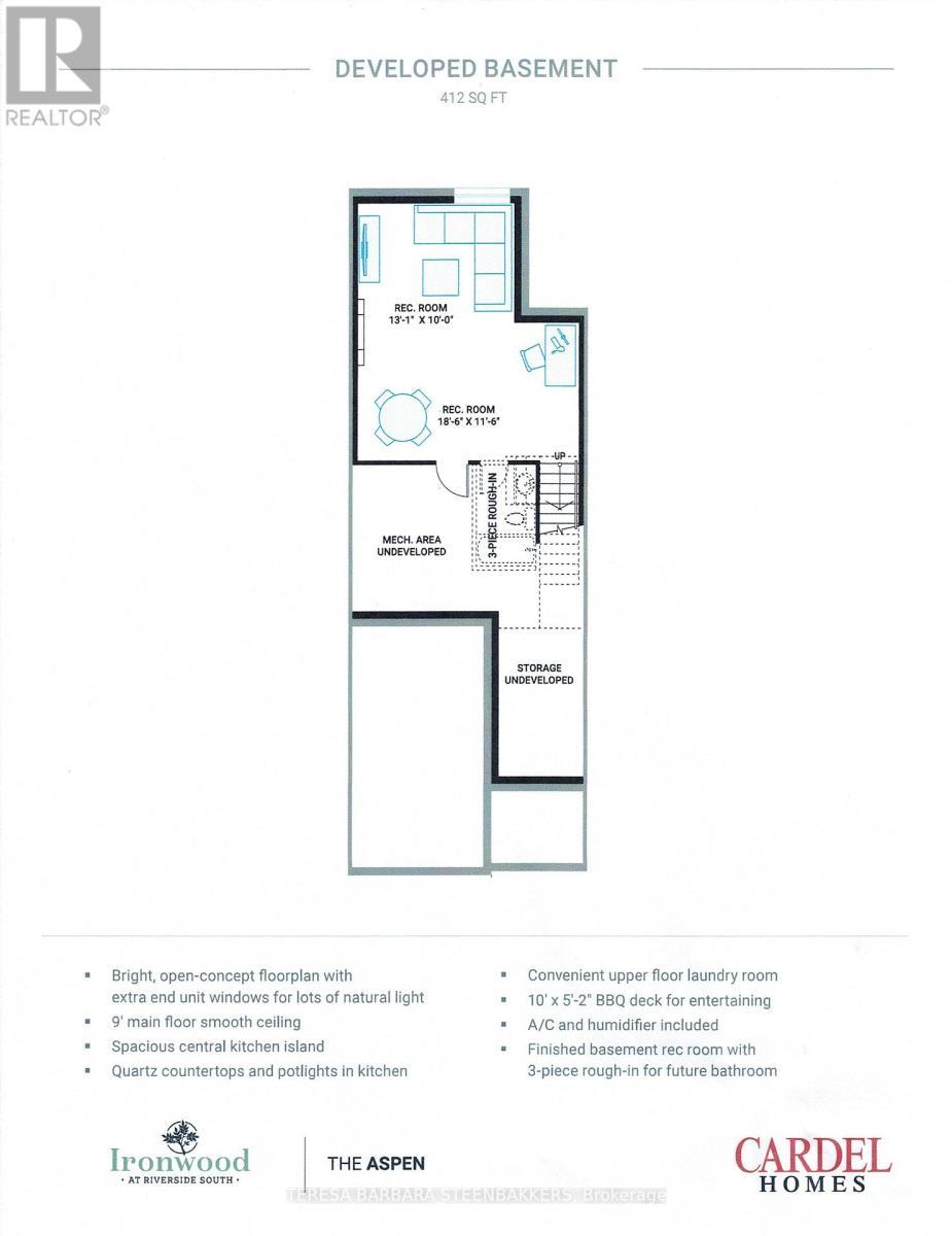 Finished basement with electric fireplace - 1063 Acoustic Way, Ottawa, ON - Other