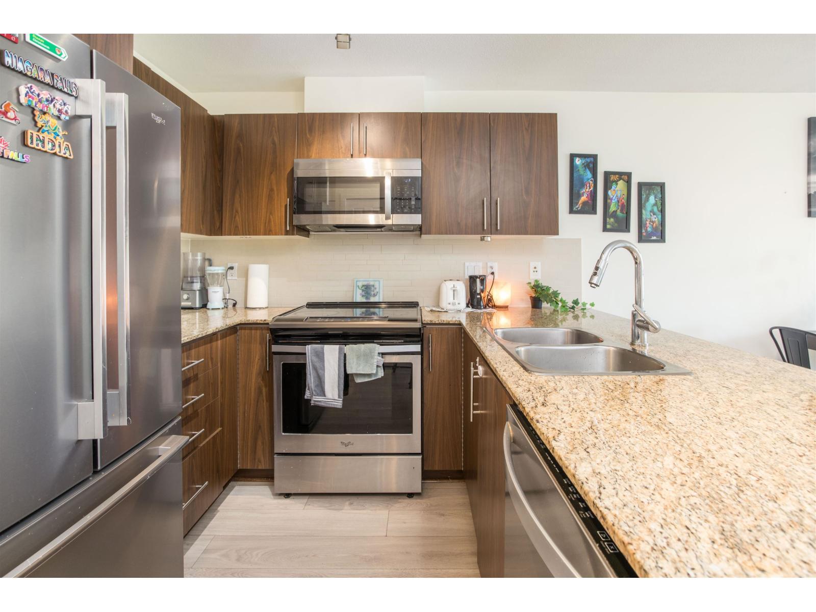 425 8915 202 Street, Langley, BC - Indoor Photo Showing Kitchen With Stainless Steel Kitchen With Double Sink With Upgraded Kitchen