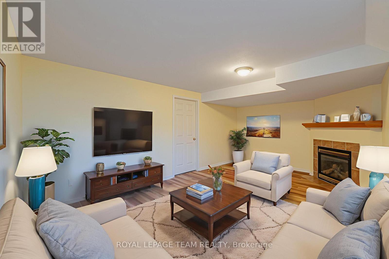 Virtual Staging - 184 Deercroft Avenue, Ottawa, ON - Indoor Photo Showing Living Room With Fireplace