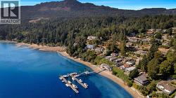 Aerial view of Sandy Beach community and dock -