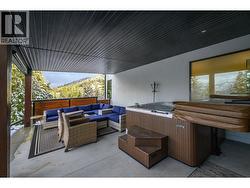 Lower level deck with outdoor theatre screen -