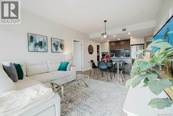 Living area with recessed lighting -