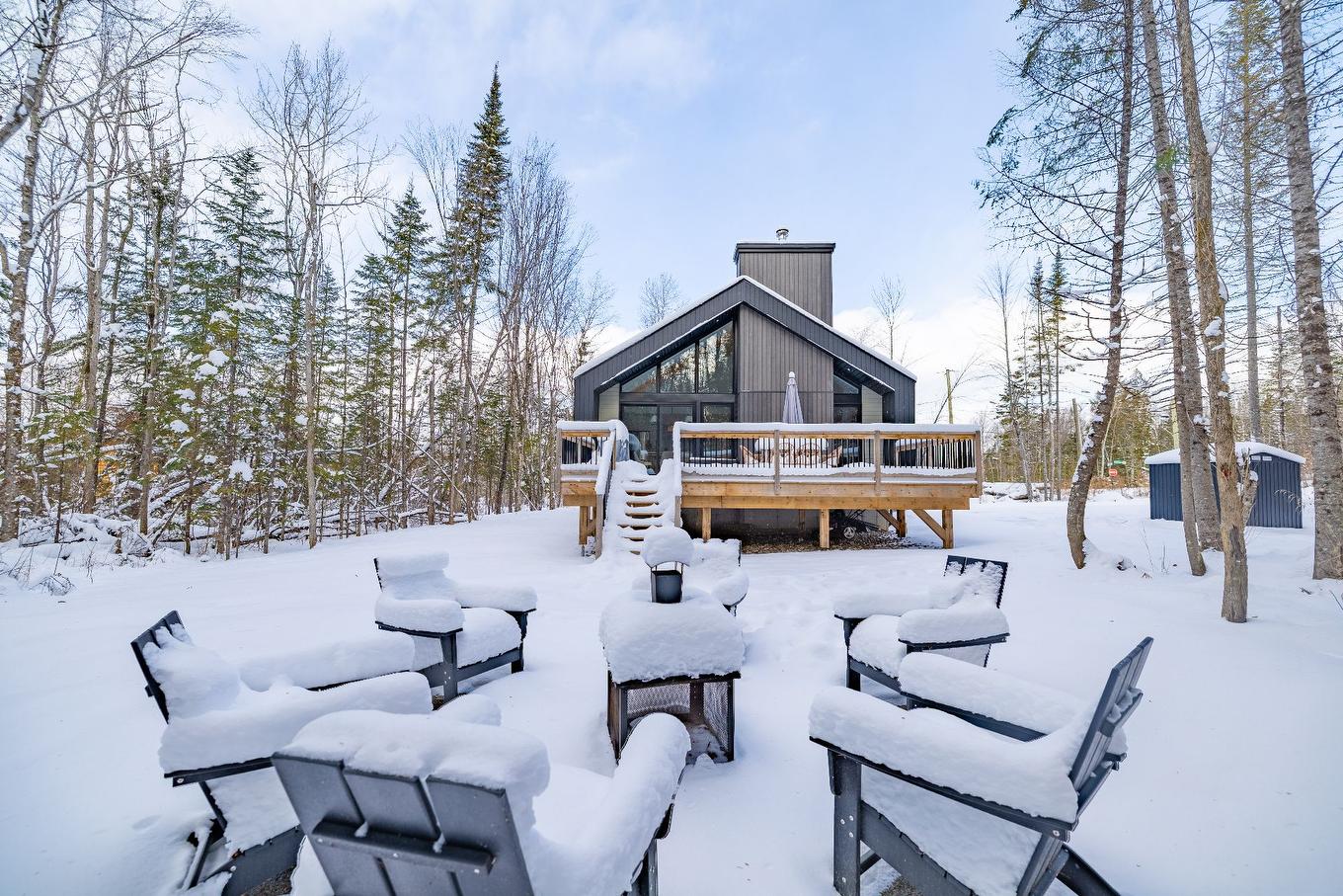 Aerial photo - 215 Ch. Des Chênes, Amherst, QC - Outdoor With Deck Patio Veranda