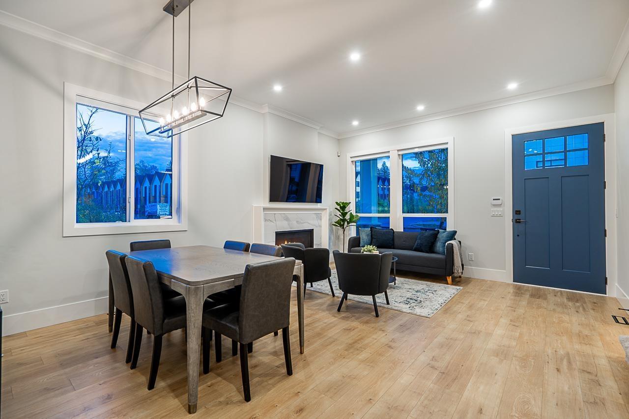 16595 25A Avenue, Surrey, BC - Indoor Photo Showing Dining Room With Fireplace