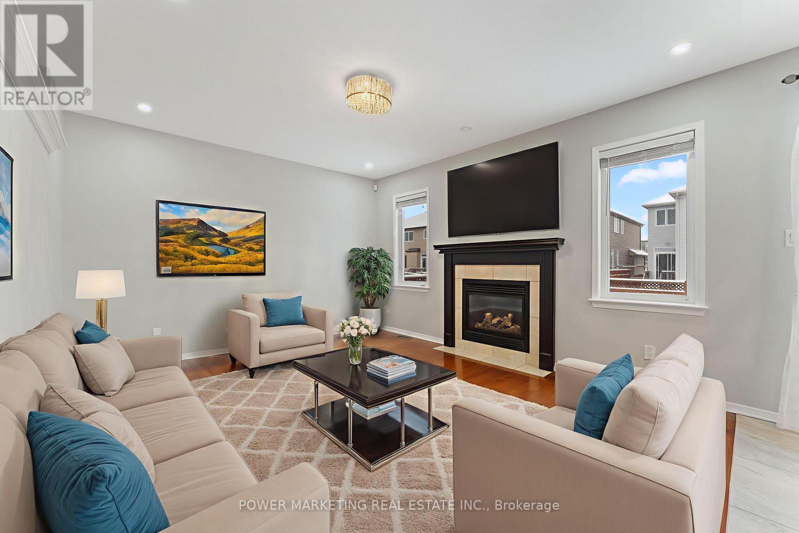 224 Harthill Way, Ottawa, ON - Indoor Photo Showing Living Room With Fireplace