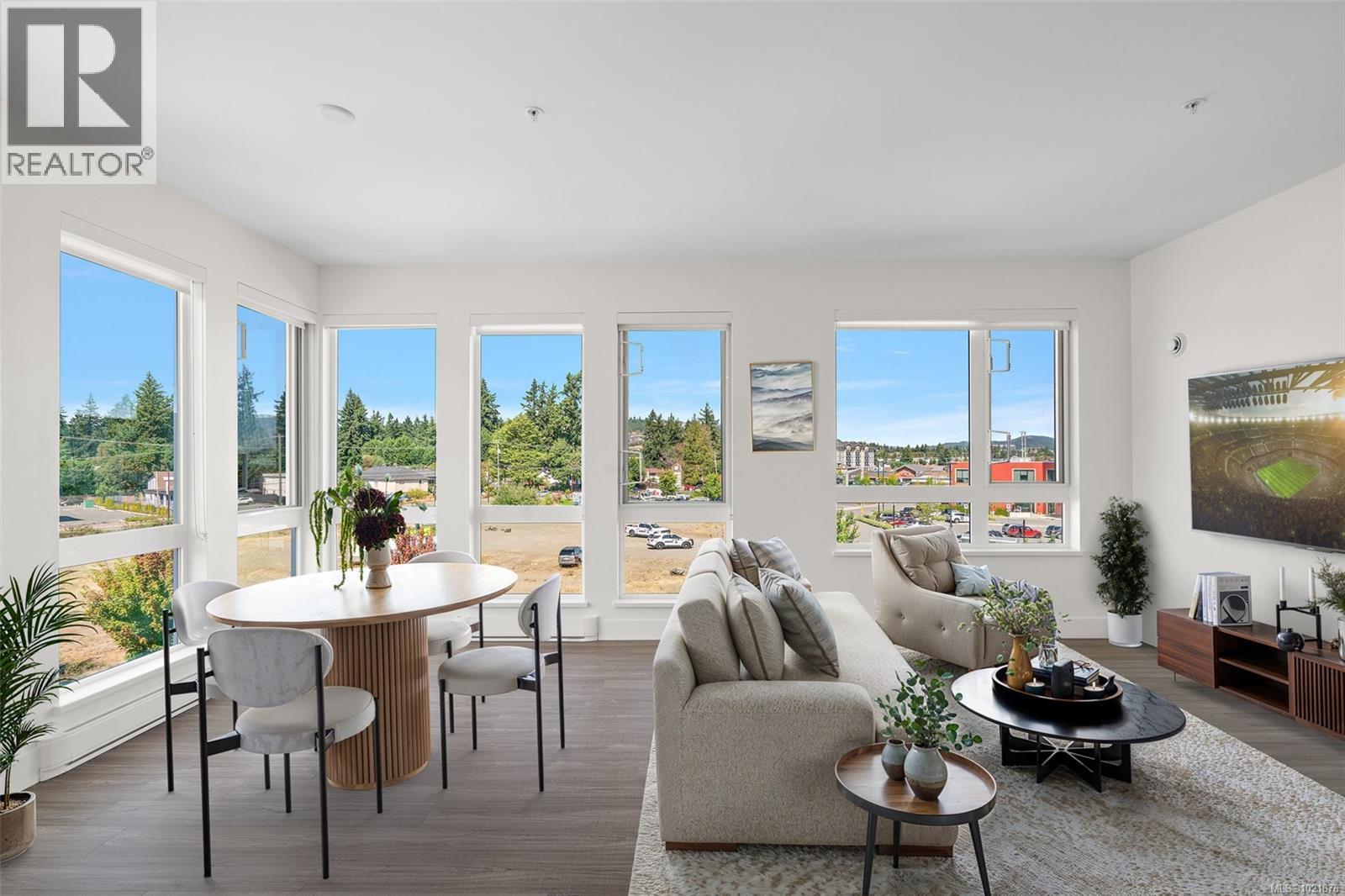 Virtually Staged - 418 960 Reunion Ave, Langford, BC - Indoor Photo Showing Living Room