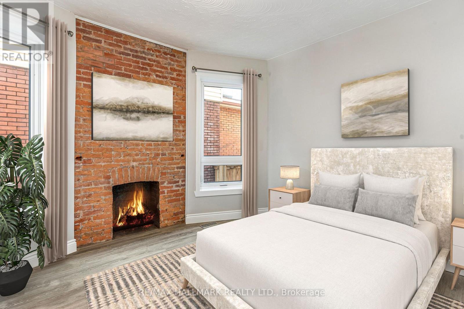 Main - 291 Emerald Street N, Hamilton, ON - Indoor Photo Showing Bedroom With Fireplace