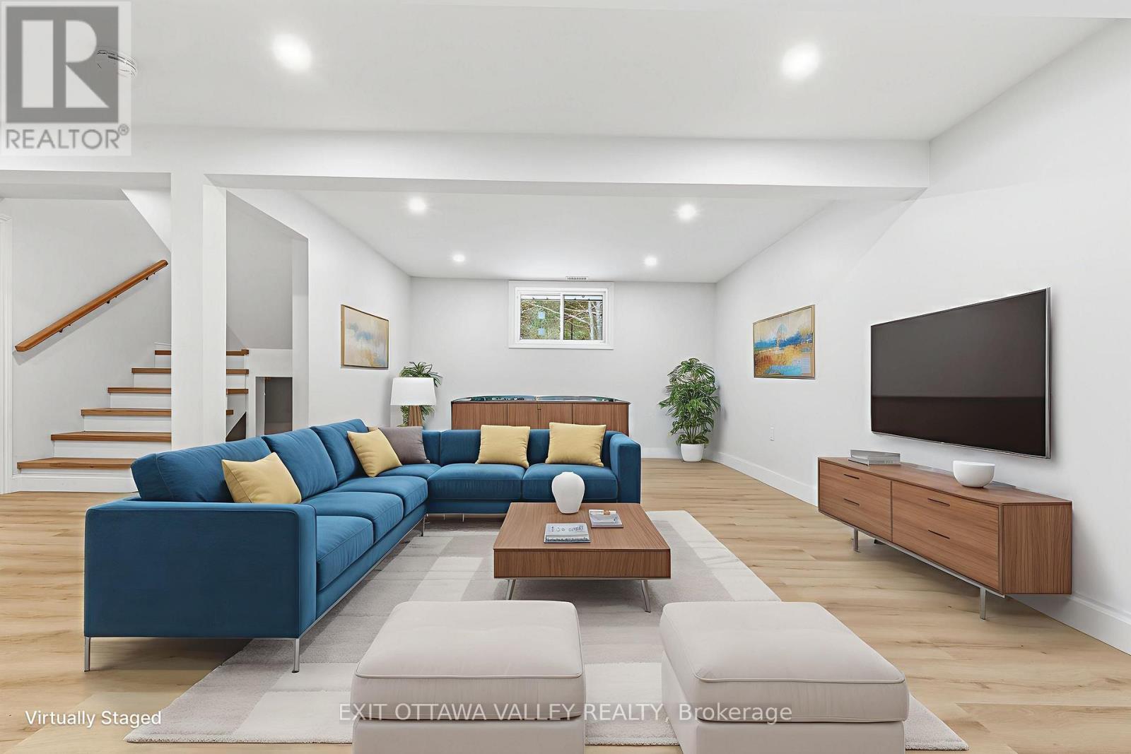 Virtually staged basement rec room - 1251 Wylie Road, Laurentian Hills, ON - Indoor Photo Showing Living Room