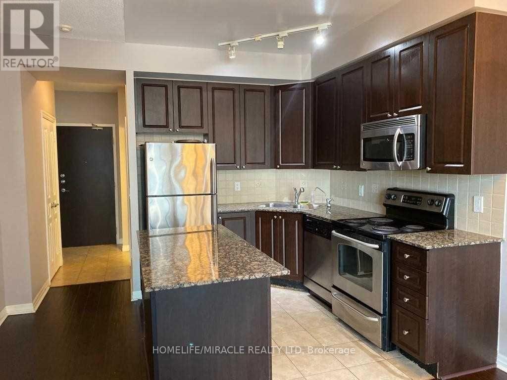 407 - 225 Webb Drive, Mississauga, ON - Indoor Photo Showing Kitchen With Stainless Steel Kitchen With Double Sink