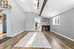 Laundry and bathroom through door -