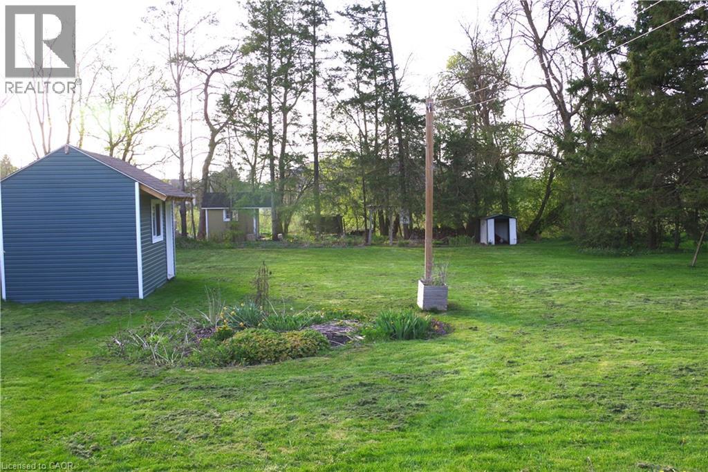 View of green lawn featuring a storage shed - 425 Wellington Street E, Mount Forest, ON - Outdoor