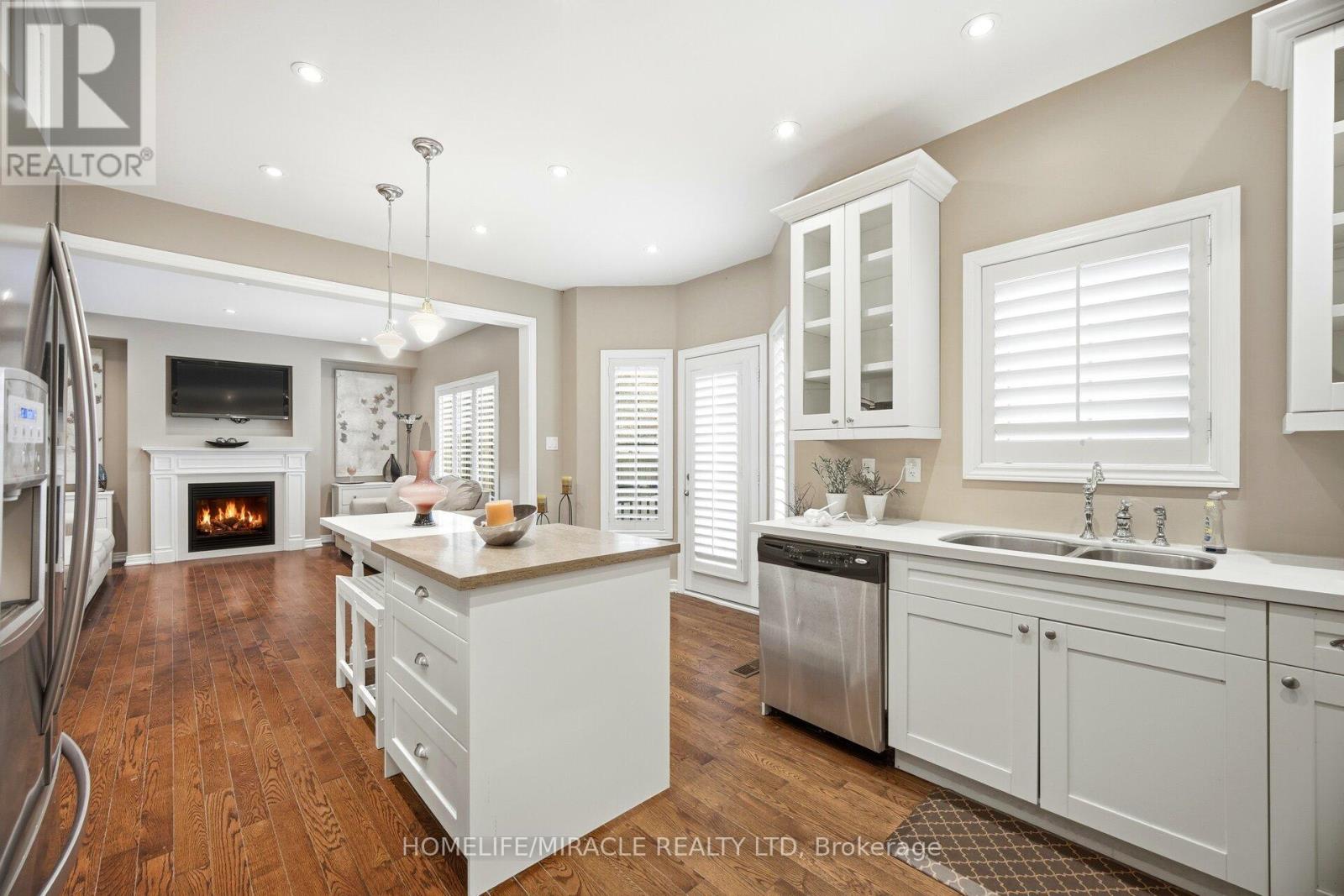 3 Galea Drive, Ajax, ON - Indoor Photo Showing Kitchen With Fireplace With Double Sink