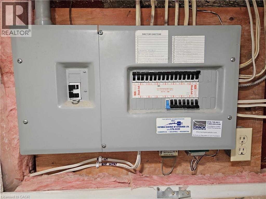 electrical panel in finished portion of basement - 100 E Lancaster Street E, Kitchener, ON