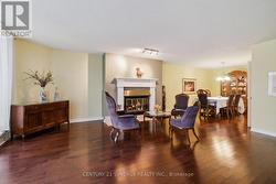 Living roomwood burning fireplace -