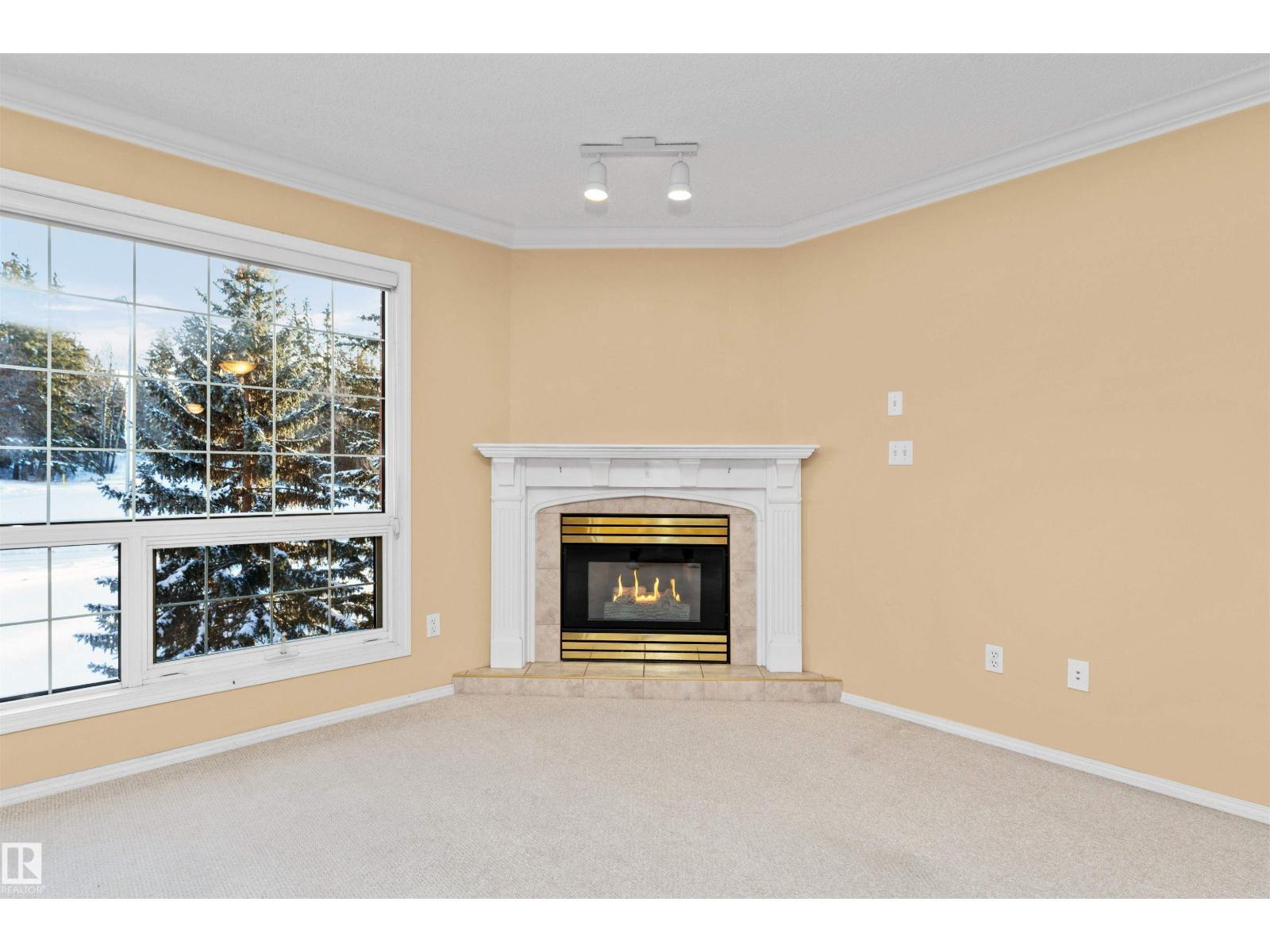 #304 20 St Joseph St, St. Albert, AB - Indoor Photo Showing Living Room With Fireplace