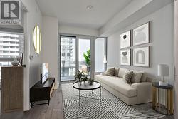 Virtually Staged-Living Room Opens onto a Balcony -