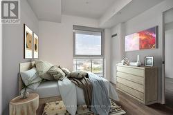 Virtually Staged Bedroom with Laminate Flooring -