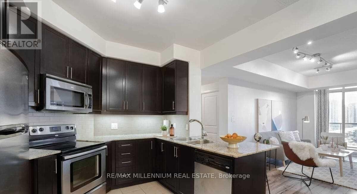 1707 - 80 Absolute Avenue, Mississauga, ON - Indoor Photo Showing Kitchen With Stainless Steel Kitchen With Upgraded Kitchen