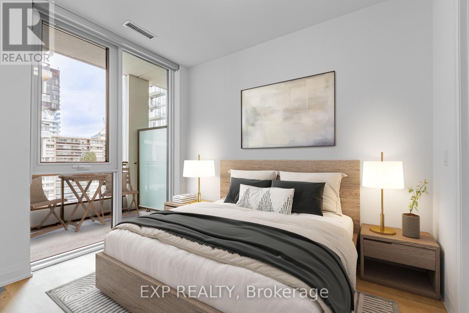 Virtually Staged - 1402 - 65 Broadway Avenue, Toronto, ON - Indoor Photo Showing Bedroom