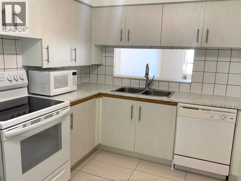 75 Riverside Drive East Unit# 410, Windsor, ON - Indoor Photo Showing Kitchen With Double Sink