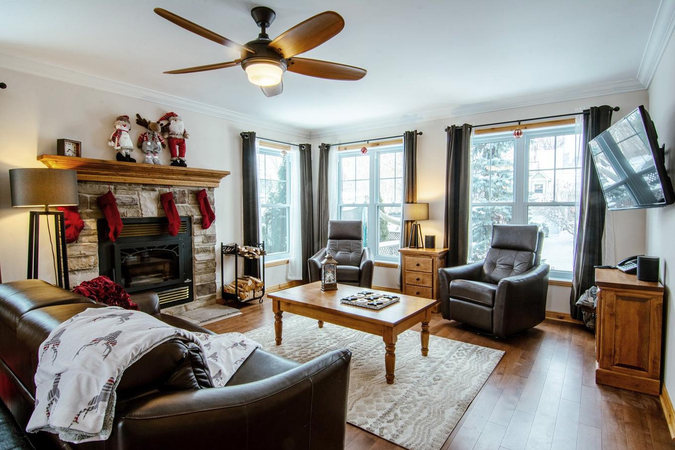 Living room - 165 Rue Des Érables, Carignan, QC - Indoor Photo Showing Living Room With Fireplace