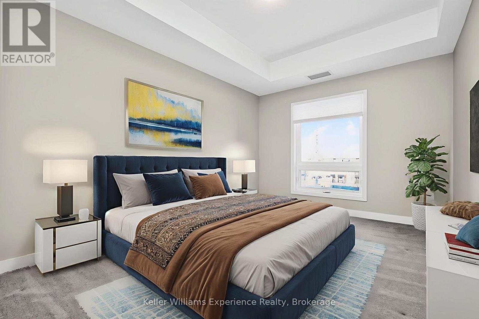 Digitally Staged - 216 - 4 Spice Way, Barrie, ON - Indoor Photo Showing Bedroom