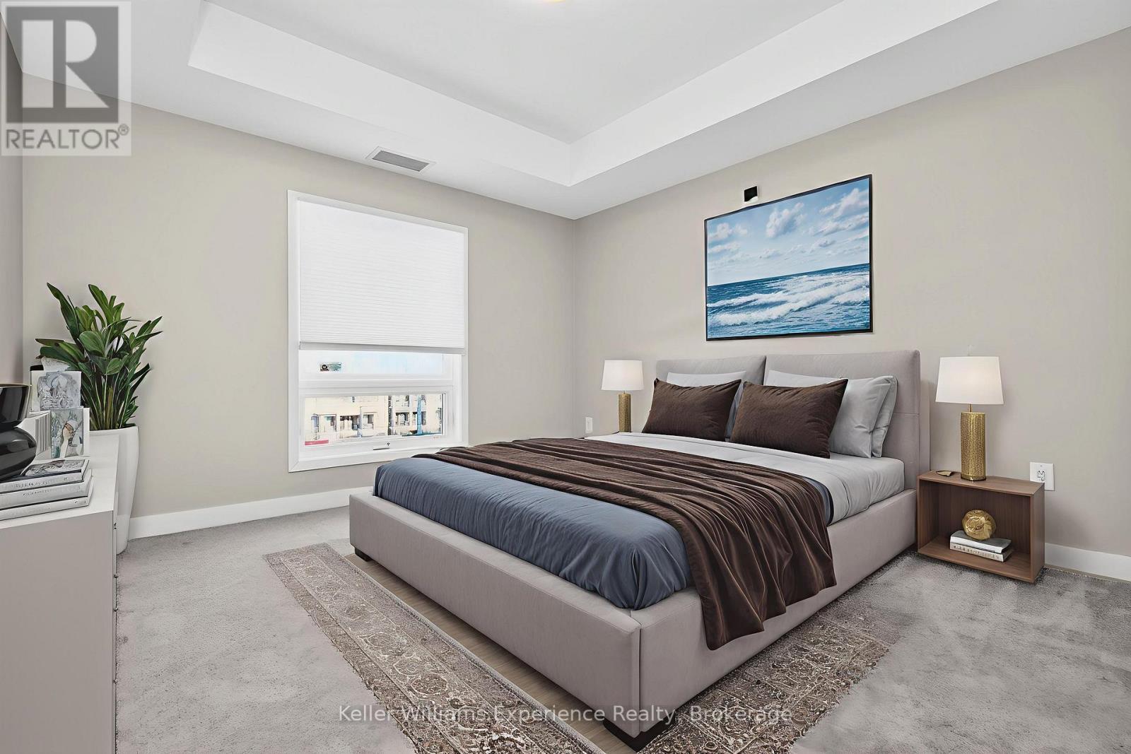 Digitally Staged - 216 - 4 Spice Way, Barrie, ON - Indoor Photo Showing Bedroom