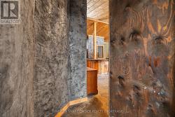 unique curved and textured hallway -
