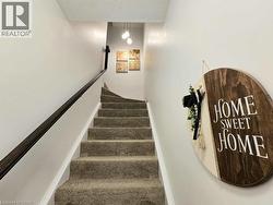 Stairway with a textured ceiling -