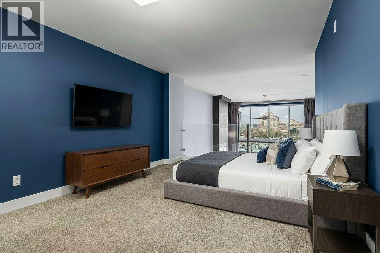 virtually staged - 1289 Ellis Street Unit# 411, Kelowna, BC - Indoor Photo Showing Bedroom