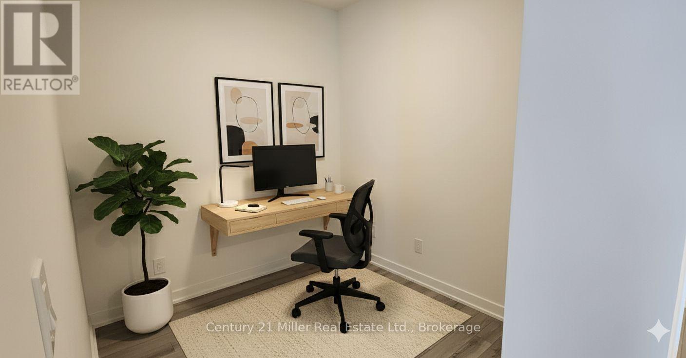 Den Virtually Staged - 909 - 3079 Trafalgar Road, Oakville (Jm Joshua Meadows), ON - Indoor Photo Showing Office