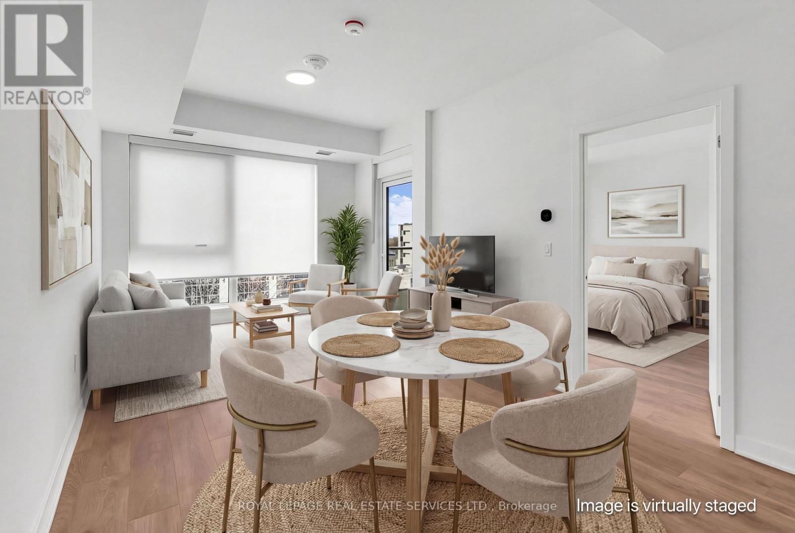 Virtually Staged - 423 - 1037 The Queensway, Toronto, ON - Indoor Photo Showing Dining Room