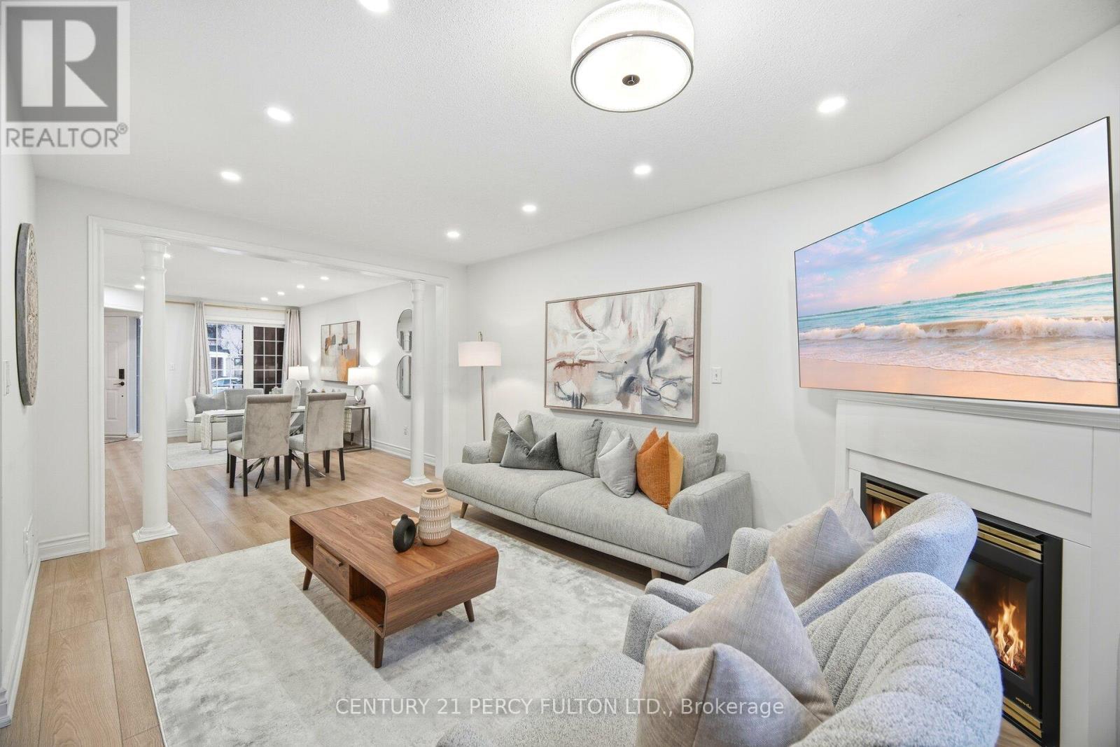 35 Markwood Crescent, Whitby, ON - Indoor Photo Showing Living Room With Fireplace